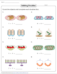 Adding Doubles Worksheets