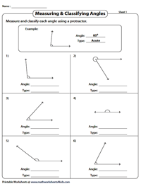 Measuring Angles with a Protractor Worksheets
