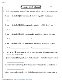 Compound Interest Worksheets