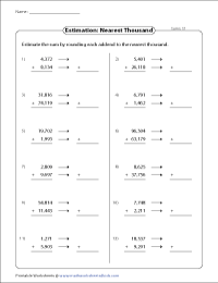 Estimating Sums & Differences Worksheets