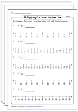 Multiplying Fractions by Whole Numbers Worksheets