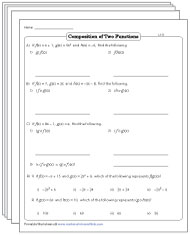 Operations with Functions Worksheets