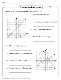 Evaluating Functions Worksheets