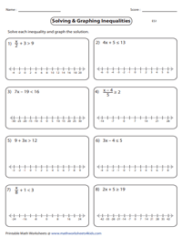 Two Step Inequalities Worksheets