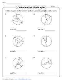 Inscribed And Central Angles Worksheet