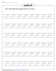 Uppercase P Cursive