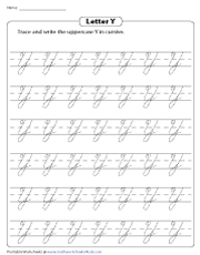 Letter Y Worksheets