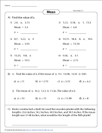 Mean Worksheets: Finding Average