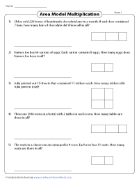 Area Model Multiplication Worksheets