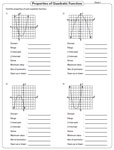 Graphing Quadratic Function Worksheets