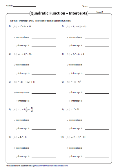 X And Y Intercept Worksheet With Answers Putting Linear Equations in