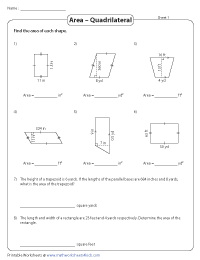 Area of Quadrilaterals Worksheets