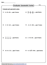 Geometric Series And Sequences Worksheet - Worksheets For Kindergarten