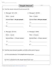 Simple Interest Worksheets
