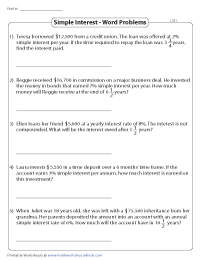 Simple Interest Worksheets