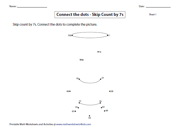 Skip Counting by 7s Worksheets