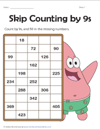 Skip Counting by 9s Worksheets