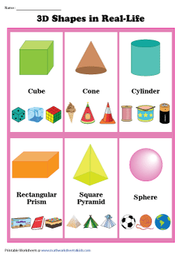 3D Shapes in Real-Life Worksheets