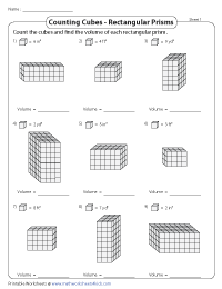 Volume by Counting Cubes Worksheets