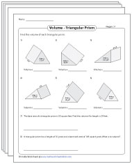 Volume of a Prism Worksheets
