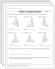 Volume of a Pyramid Worksheets