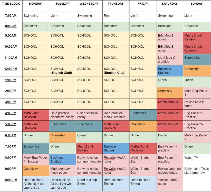 Student Time Table Study 7 04 Mb Topper Student
