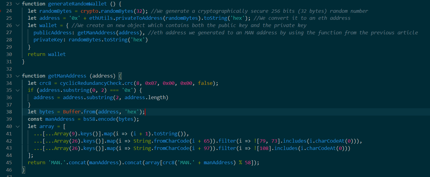 Generating a Vanity Address(JS, NodeJS), Beginner level MATRIX
