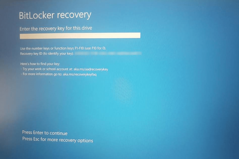 O365 Azure AD Joined Dell Notebook BitLocker Recovery Matrix 7