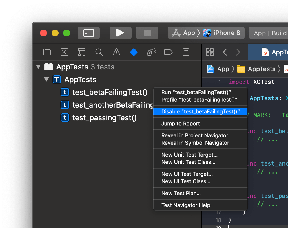 Skipping Tests in Xcode