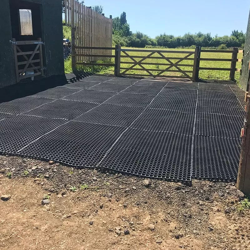 Rubber Grass Mats Installed In An Equestrian Yard MatsGrids