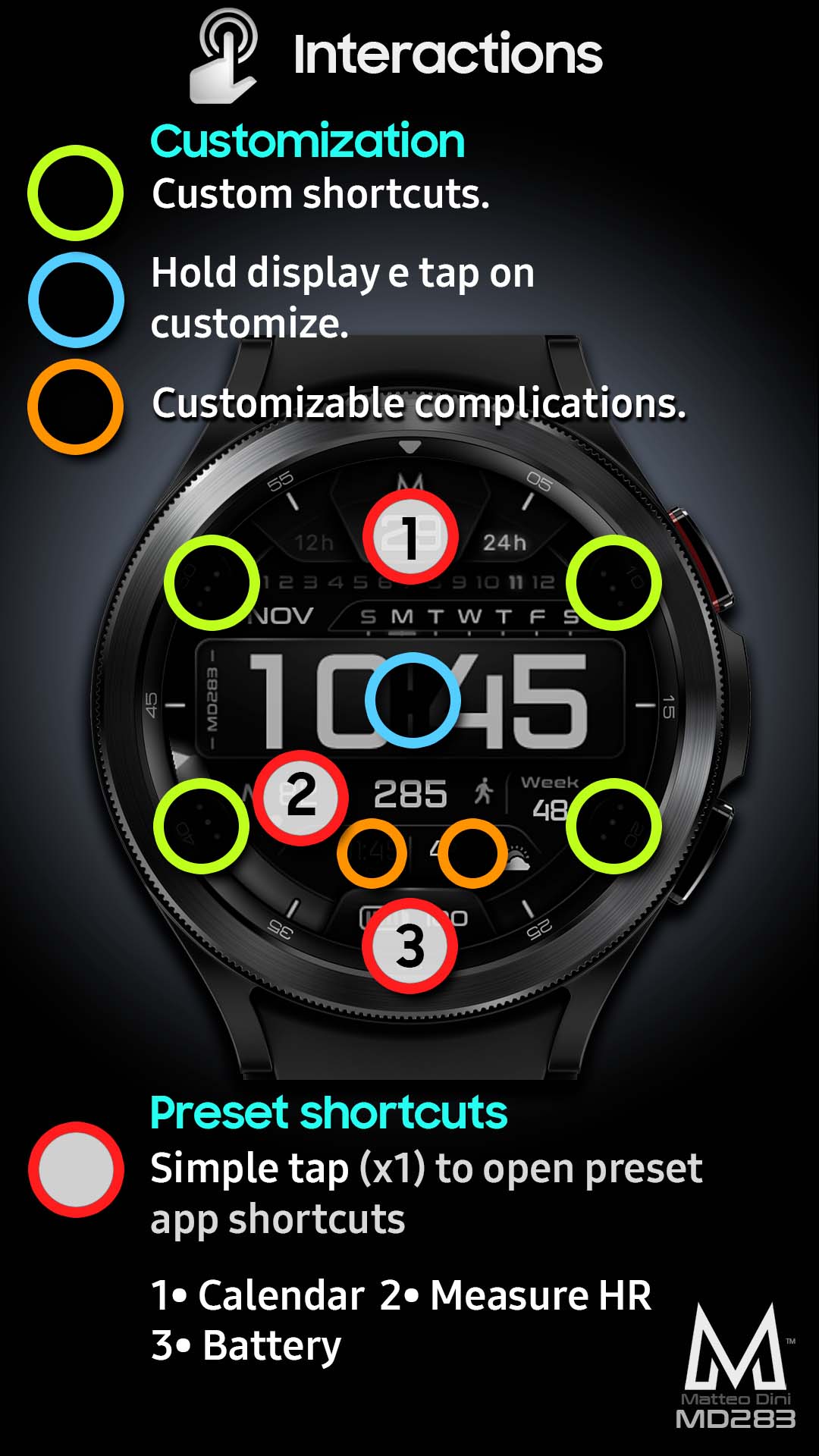 MD283 Digital watch face Matteo Dini MD Wear OS Tizen