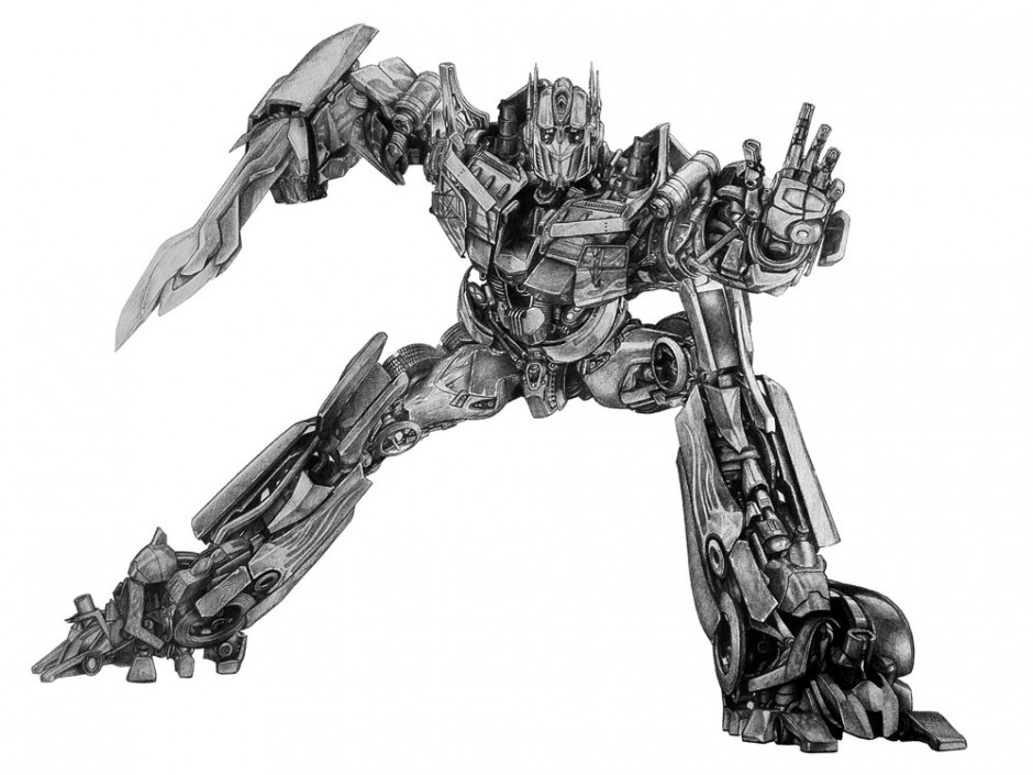 Optimus Prime A3 pencil drawing Matt Harvey's portfolio