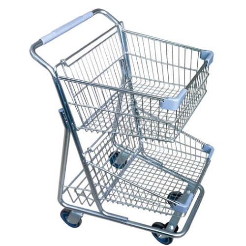 METAL SHOPPING CART 2 TIER 39.5" X 20" X 25" Matthews Store Fixtures