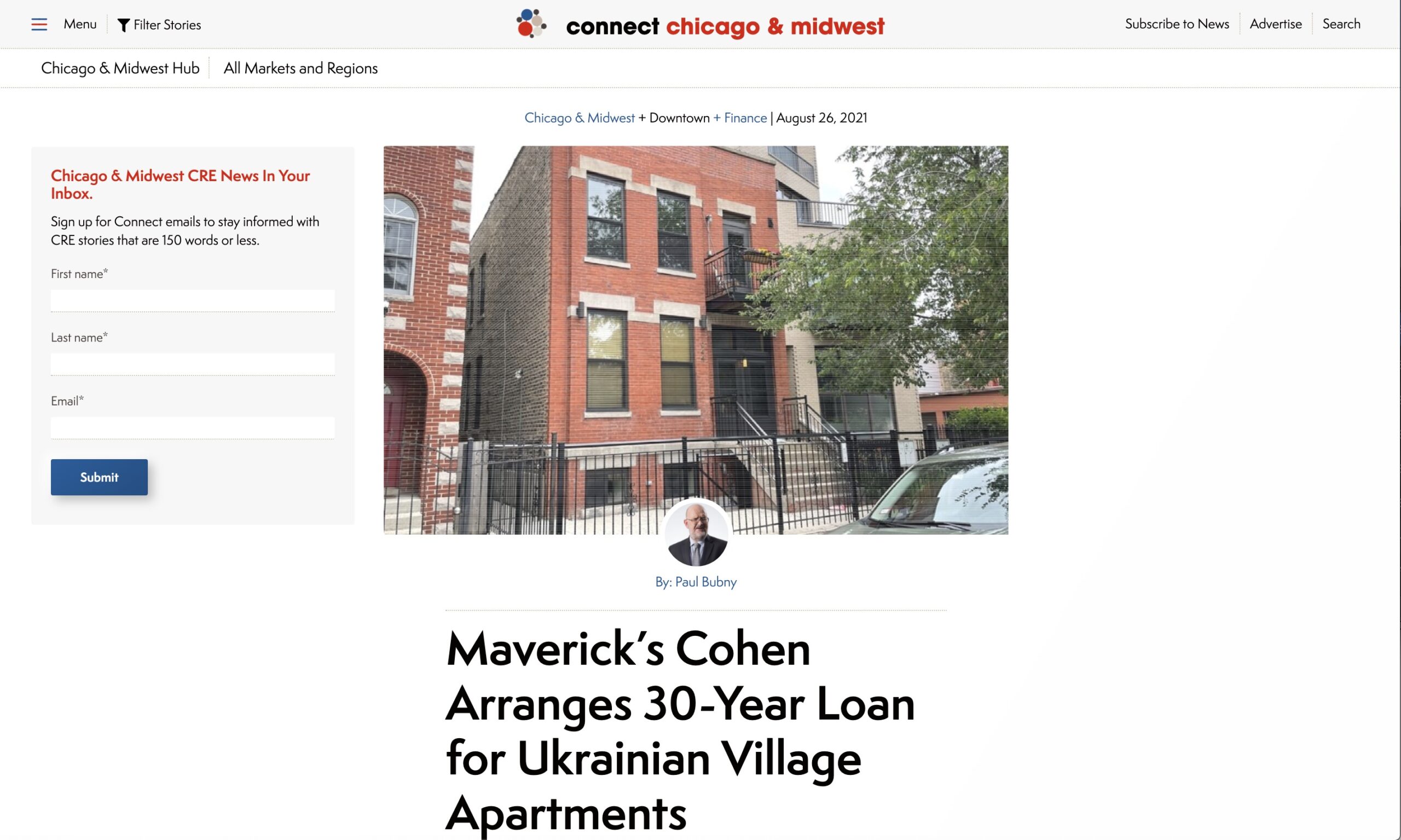 Maverick’s Cohen Arranges 30Year Loan for Ukrainian Village Apartments
