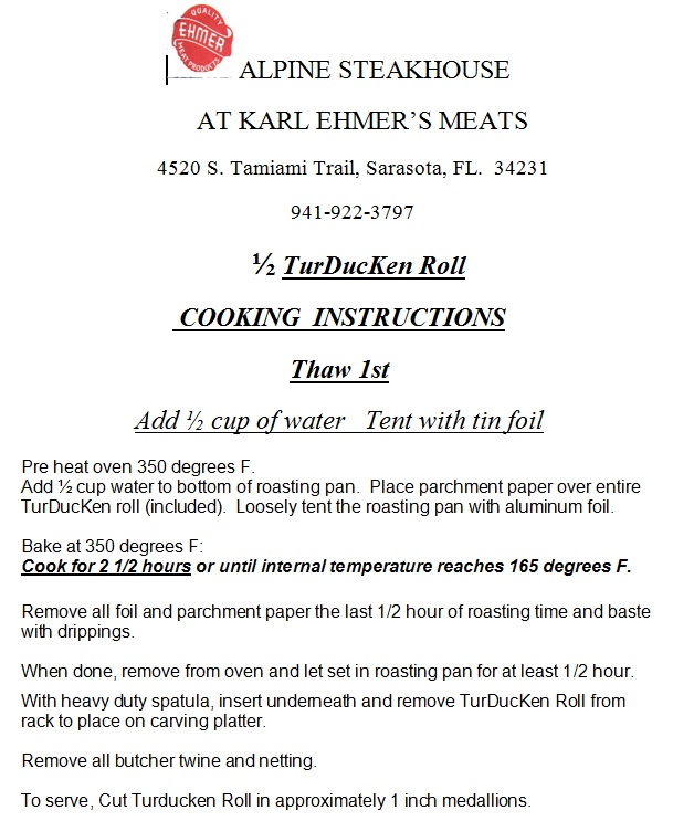 TurDucKen Cooking Instructions