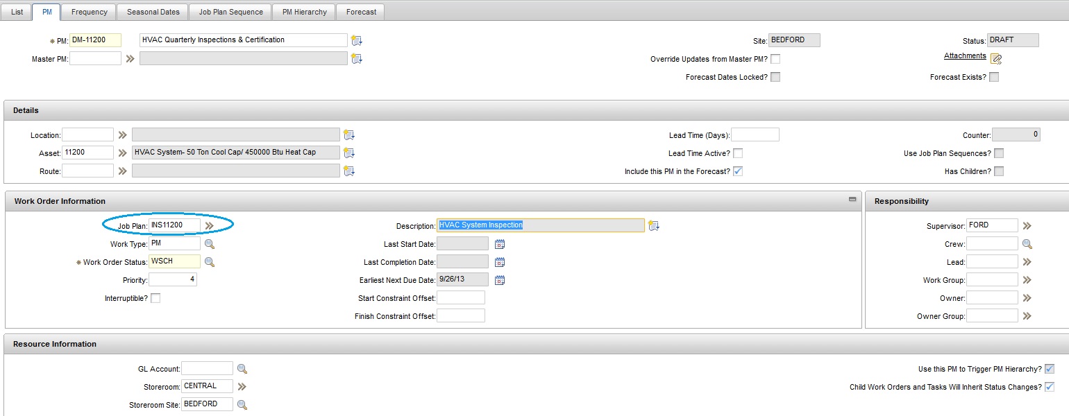 Using Preventive Maintenance (PM) Records to Create Work Orders