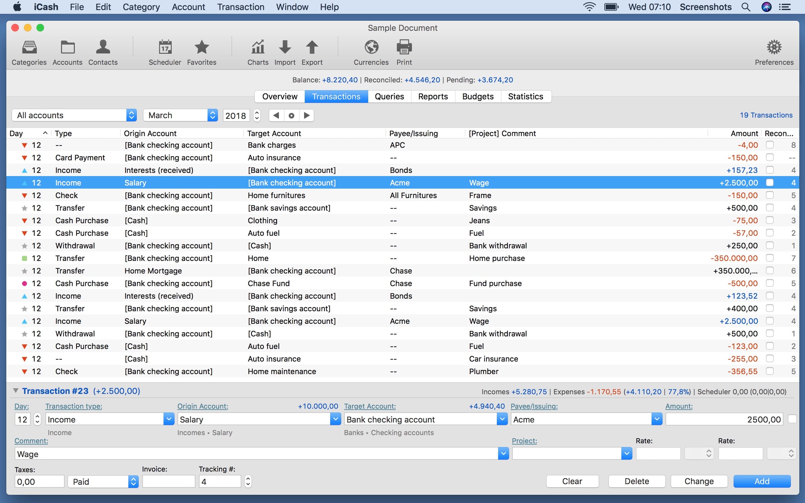 iCash Mac version screenshots