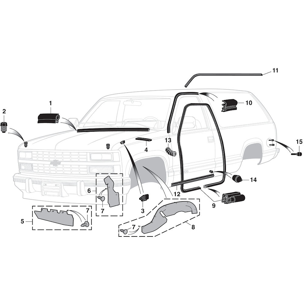 Door Weatherstrip RH from LMC Truck for 19961998 Chevy/GMC EXT Trucks