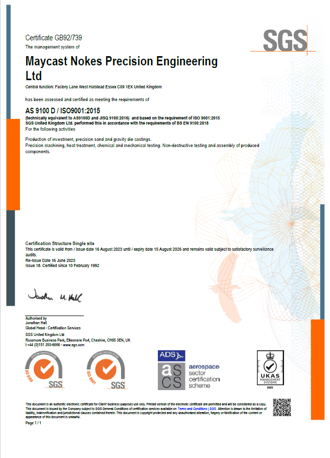 Approvals & certifications MaycastNokes Precision Engineering