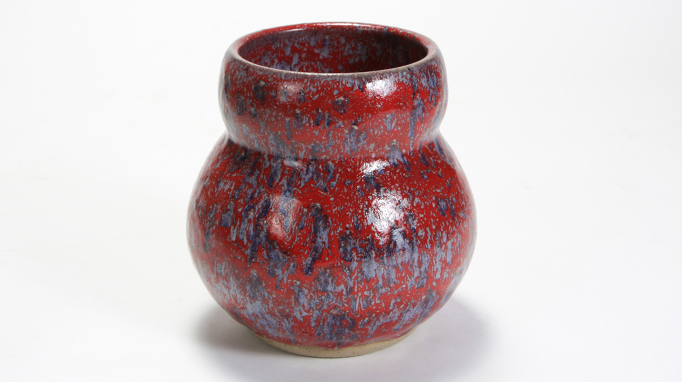 Red Gloss over Robin's Egg Mug Mayco