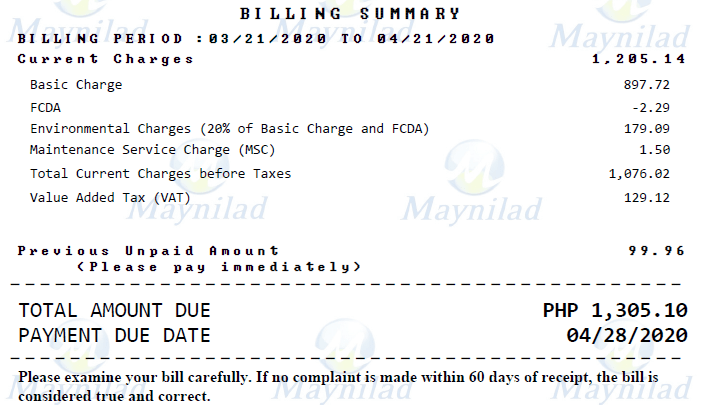 How to Read your Water Bill Statement of Account