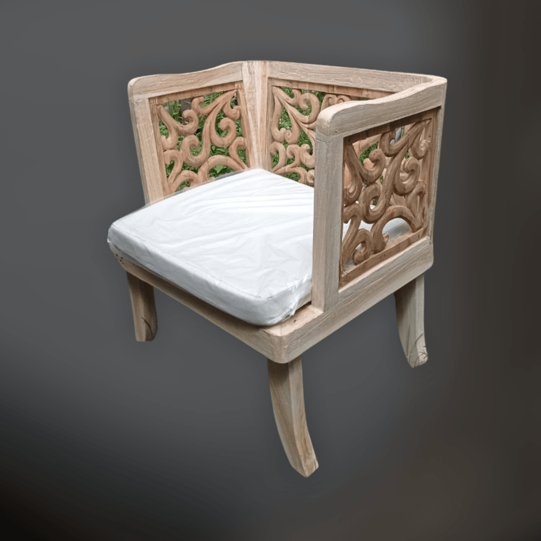 Teak wood carving armchair Maywell Lifestyles