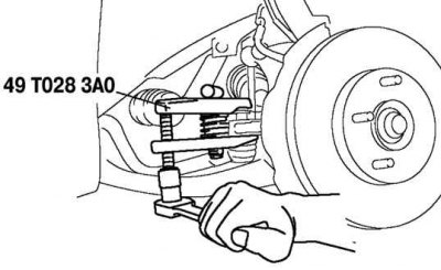 Removal and installation the front connecting shaft (Mazda3 BK (Axela
