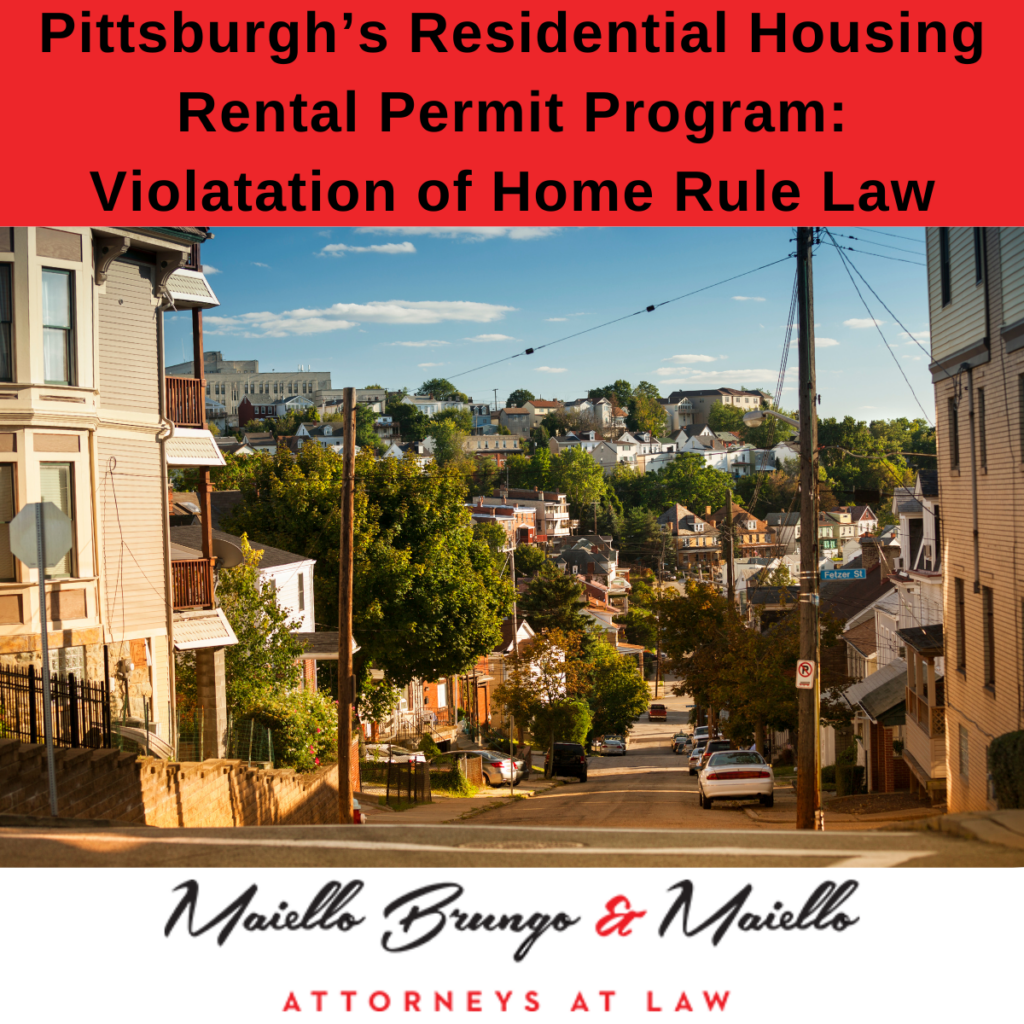 Pitts Housing Rental Permit Program Violation of Home Rule Law