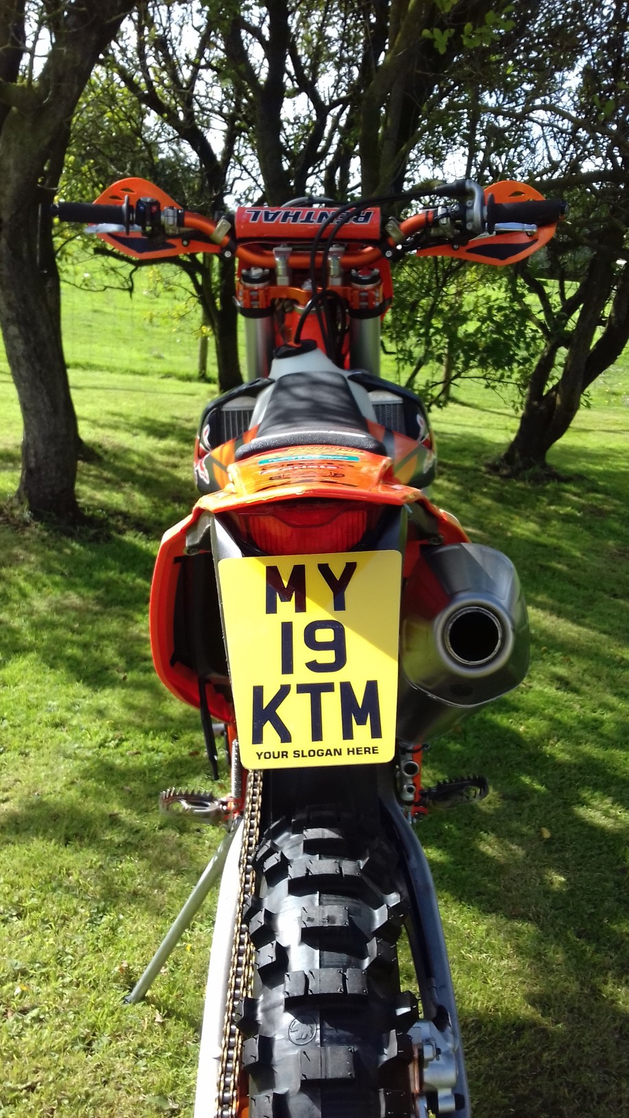 ENDURO MOTORCYCLE FLEXI REG NUMBER PLATE KTM EXC with SLOGAN MBX Graffix