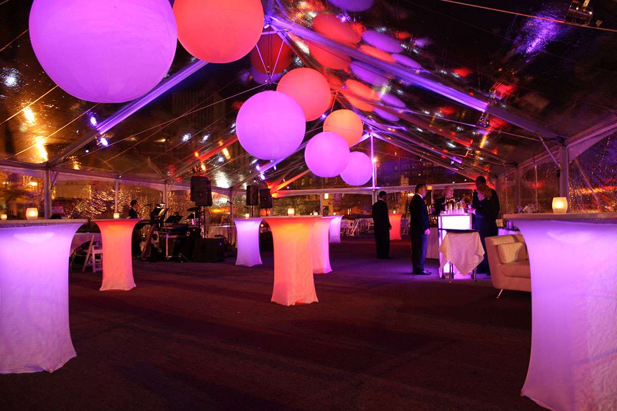 Clear Tent, Glowing Bars & Cocktail Tables McCarthy Tents & Events