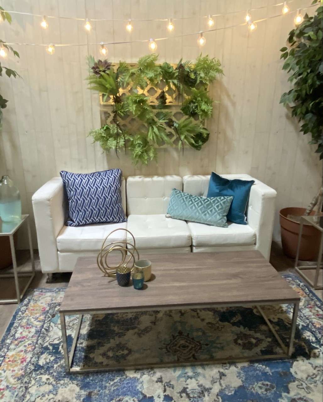 White Leather Square Lounge Furniture Rental Rochester, NY Buffalo, NY