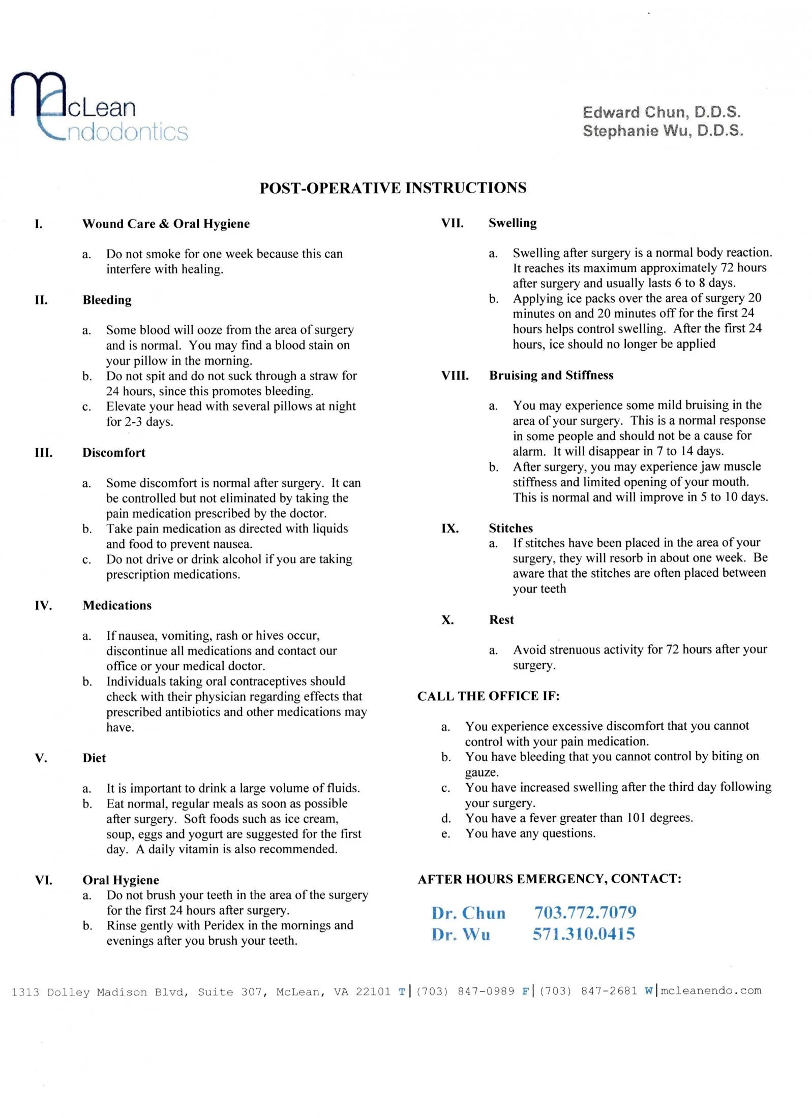 After Treatment Instructions McLean VA