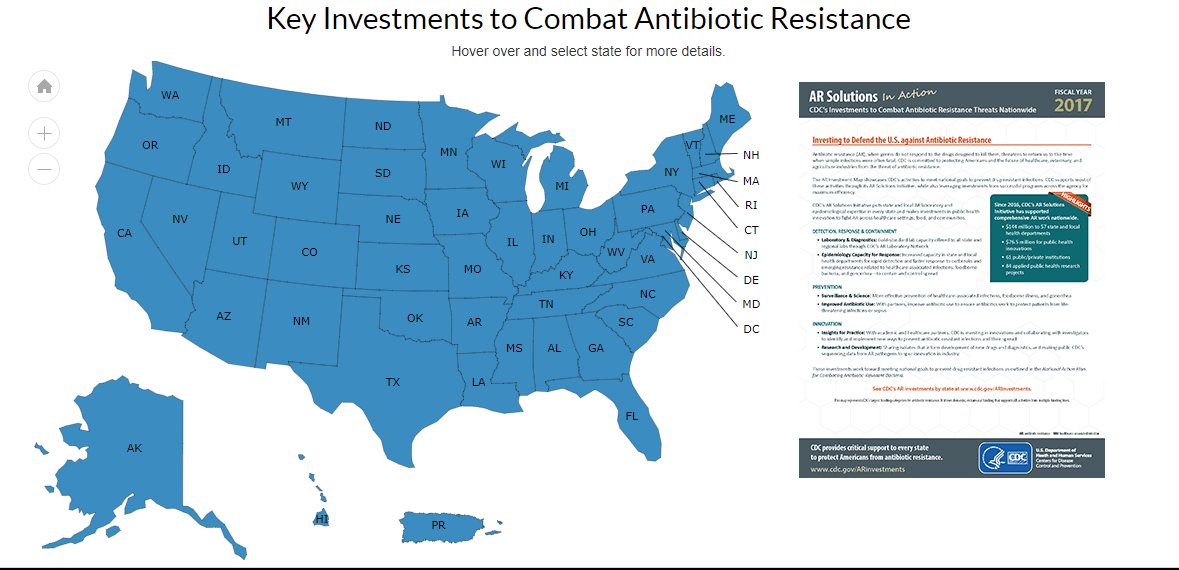 Antimicrobial Resistance United States Map Cdc CDC map tracks investment to combat antibiotic resistance The