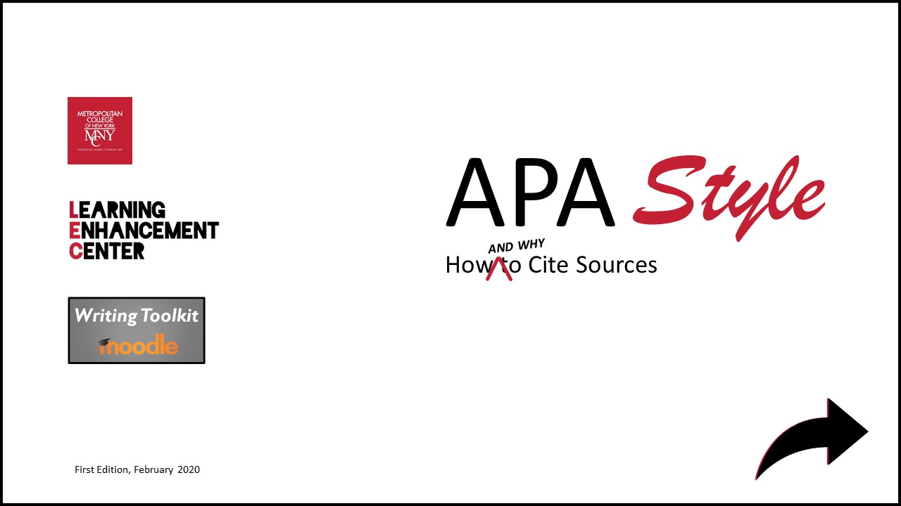 Getting Familiar With Apa Style Mcny